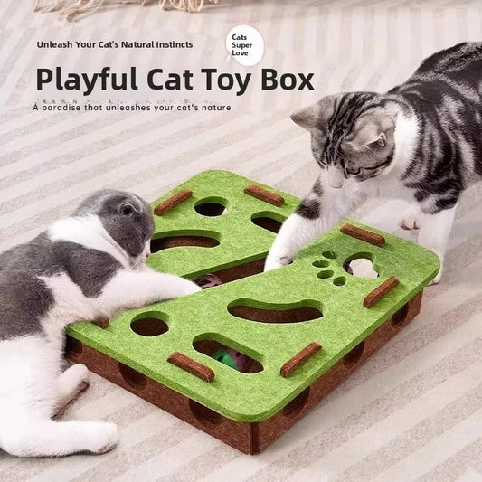 Interactive Felt Cat Puzzle Box